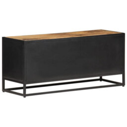 Berkfield Rustic Tv Cabinet 90X30X40 Cm Rough Mango Wood And Natural Cane - thumbnail 4
