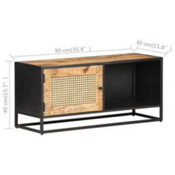 Berkfield Rustic Tv Cabinet 90X30X40 Cm Rough Mango Wood And Natural Cane - thumbnail 7