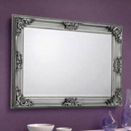 Julian Bowen Rococo Pewter Wall Mirror, Wood Frame, Rectangular, Wall Mounted, Horizontal Or Veritcal, 80 X 110 X 6Cm