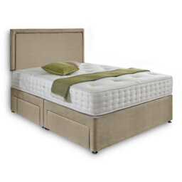 Dining Tables Seoul Matching Headboard Divan Set, 2 Drawer On Same Side With Sprung 1500 Comfort Mattress - Light Boucle Natural - Double - thumbnail 4