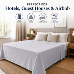 Moonlight Bedding 100% Cotton Hotel Quality Flat Bed Sheet, Top Sheet For Guest House, Spa & Airbnb (White, Single, 175X275 Cm) - thumbnail 5