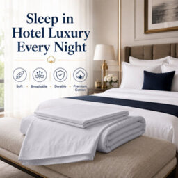 Moonlight Bedding 100% Cotton Hotel Quality Flat Bed Sheet, Top Sheet For Guest House, Spa & Airbnb (White, Single, 175X275 Cm) - thumbnail 6