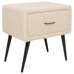 Wyld And Coco Boucle Bedside Table Beige With Drawer And Rose-Gold Handle, W46 X D38 X H49Cm - thumbnail 5