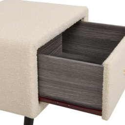 Wyld And Coco Boucle Bedside Table Beige With Drawer And Rose-Gold Handle, W46 X D38 X H49Cm - thumbnail 7