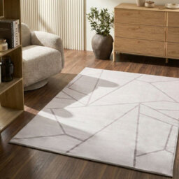 Wyld And Coco Luxeweave Light Beige Geometric Area Rug 140 X 200 Cm Anti-Slip - Low Pile Polyester - thumbnail 2