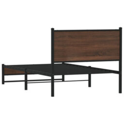 Berkfield Metal Bed Frame Without Mattress Brown Oak 107X203 Cm - thumbnail 7