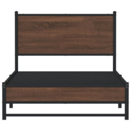 Berkfield Metal Bed Frame Without Mattress Brown Oak 107X203 Cm - thumbnail 5