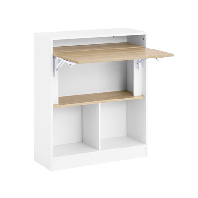 Sobuy Fwt104-Nw, Office Desk Folding Desk With 5 Storage Shelves, Wood Effect,w70Xd25Xh85 - image 1