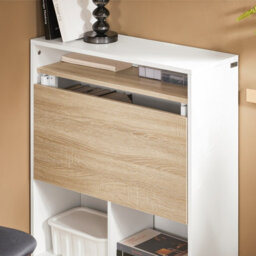 Sobuy Fwt104-Nw, Office Desk Folding Desk With 5 Storage Shelves, Wood Effect,w70Xd25Xh85 - thumbnail 4