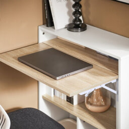 Sobuy Fwt104-Nw, Office Desk Folding Desk With 5 Storage Shelves, Wood Effect,w70Xd25Xh85 - thumbnail 5
