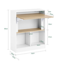 Sobuy Fwt104-Nw, Office Desk Folding Desk With 5 Storage Shelves, Wood Effect,w70Xd25Xh85 - thumbnail 3