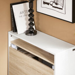 Sobuy Fwt104-Nw, Office Desk Folding Desk With 5 Storage Shelves, Wood Effect,w70Xd25Xh85 - thumbnail 6