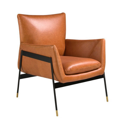 Angel Cerda Elegant Brown Leather Swivel Armchair With Chrome Detailing - image 1
