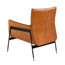 Angel Cerda Elegant Brown Leather Swivel Armchair With Chrome Detailing - thumbnail 6