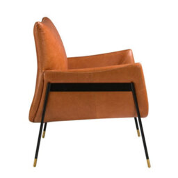 Angel Cerda Elegant Brown Leather Swivel Armchair With Chrome Detailing - thumbnail 5