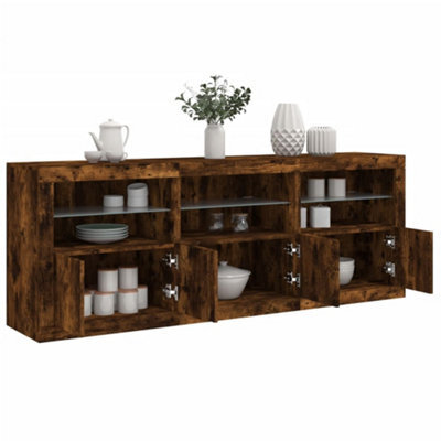 Berkfield Sideboard With Led Lights Smoked Oak 181.5X37X67 Cm - image 1