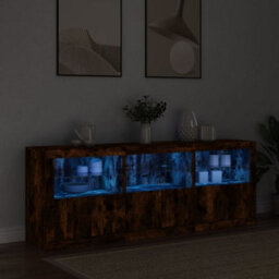 Berkfield Sideboard With Led Lights Smoked Oak 181.5X37X67 Cm - thumbnail 3