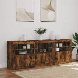Berkfield Sideboard With Led Lights Smoked Oak 181.5X37X67 Cm - thumbnail 4