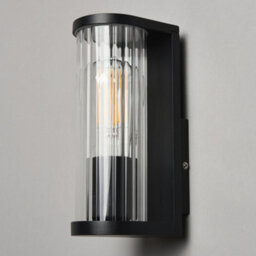 Litecraft Portia Black Ribbed Outdoor Wall Light - thumbnail 4