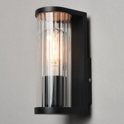 Litecraft Portia Black Ribbed Outdoor Wall Light - thumbnail 3