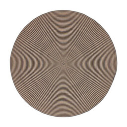 Homescapes Linen And Black Handmade Woven Spiral Braided Rug, 120 Cm Round - thumbnail 2