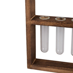 Living And Home Walnut Wall Hanging 5 Test Tubes Plant Propagation Station Wooden Frame Hydroponic Glass Vase Decor - thumbnail 6