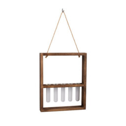 Living And Home Walnut Wall Hanging 5 Test Tubes Plant Propagation Station Wooden Frame Hydroponic Glass Vase Decor - thumbnail 5