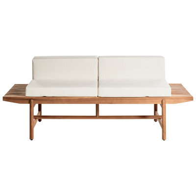 Beliani Garden Bench With Cushion Giaveno 210 Cm Acacia Wood Off-White - image 1