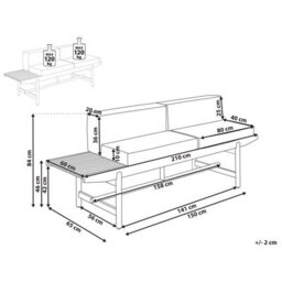 Beliani Garden Bench With Cushion Giaveno 210 Cm Acacia Wood Off-White - thumbnail 3
