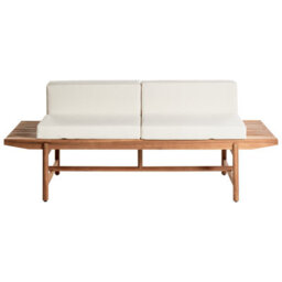 Beliani Garden Bench With Cushion Giaveno 210 Cm Acacia Wood Off-White - thumbnail 1