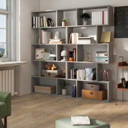 Costway 5-Tier Bookcase S-Shaped Bookshelf Wooden Storage Display Rack-Grey - thumbnail 5
