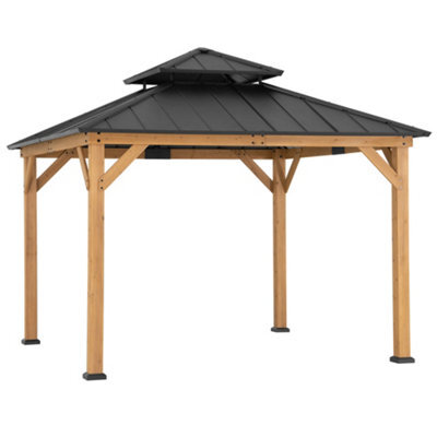Sunjoy Outdoor Cedar Wood Gazebo-3.3M X 3.3M Anthracite - image 1