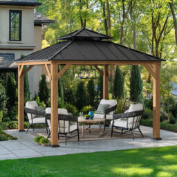 Sunjoy Outdoor Cedar Wood Gazebo-3.3M X 3.3M Anthracite - thumbnail 2