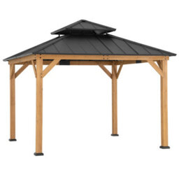 Sunjoy Outdoor Cedar Wood Gazebo-3.3M X 3.3M Anthracite