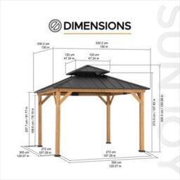 Sunjoy Outdoor Cedar Wood Gazebo-3.3M X 3.3M Anthracite - thumbnail 9