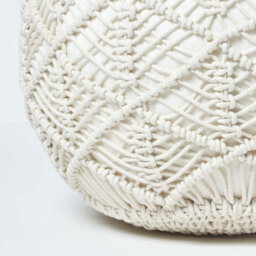 Homescapes Natural Crochet Knitted Pouffe 35 X 40 Cm - thumbnail 4