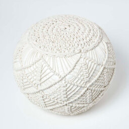 Homescapes Natural Crochet Knitted Pouffe 35 X 40 Cm - thumbnail 3