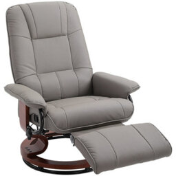 Homcom Ergonomic Office Recliner Sofa Chair Pu Leather Armchair Lounger Grey - thumbnail 2