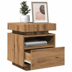 Berkfield Bedside Cabinets With Led Lights 2 Pcs Artisan Oak 40X39X48.5 Cm - thumbnail 5