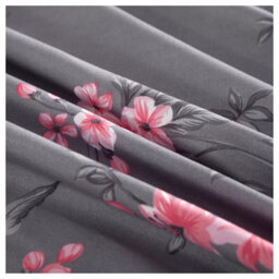 Ameha Printed Duvet Cover 2Piece Set With Matching Pillowcase Reversible Grey Bouquet Pattern Bedding Set Single (135X200Cm) - thumbnail 6