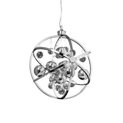 Anson Lighting Nyos 1Lt Integrated Led Chrome Plate With Clear & Chrome Glass Ceiling Pendant