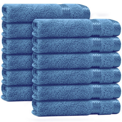 Casabella 12 Pack Face Cloth 30X30Cm 100% Cotton Soft Super Quality, Face Towels For Makeup Removal & Cleansing Blue - image 1