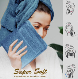 Casabella 12 Pack Face Cloth 30X30Cm 100% Cotton Soft Super Quality, Face Towels For Makeup Removal & Cleansing Blue - thumbnail 5