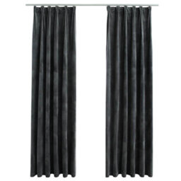 Berkfield Elegant Blackout Curtains 2 Pcs With Hooks Velvet Anthracite 140X245 Cm