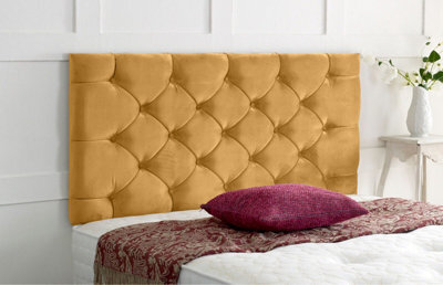 "Adore Designs Chesterfield Plush Velvet 6Ft Super King 24"" Headboard -  Turmeric"