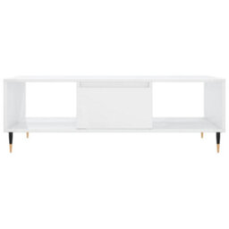 Berkfield Sturdy Coffee Table High Gloss White 104X60X35 Cm Engineered Wood - thumbnail 5