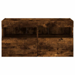 Walplus Tv Wall Cabinet With Led Lights Smoked Oak 80X30X40 Cm - thumbnail 9
