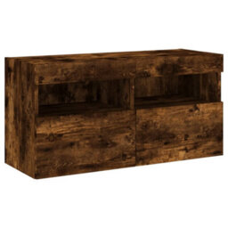 Walplus Tv Wall Cabinet With Led Lights Smoked Oak 80X30X40 Cm - thumbnail 3