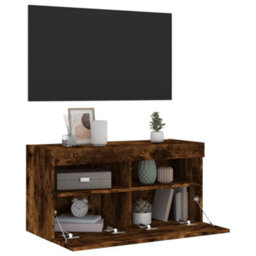 Walplus Tv Wall Cabinet With Led Lights Smoked Oak 80X30X40 Cm - thumbnail 7