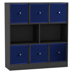 Urbn-Living Black, Royal Blue - Asymmetrical 8 Cube Bookcase Unit W/ 6 Drawer Inserts - thumbnail 1